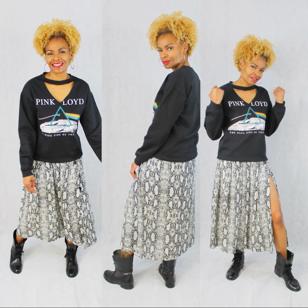 Snake print pleated skirt